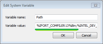 Intel Fortran 13.0 edit system path step 1